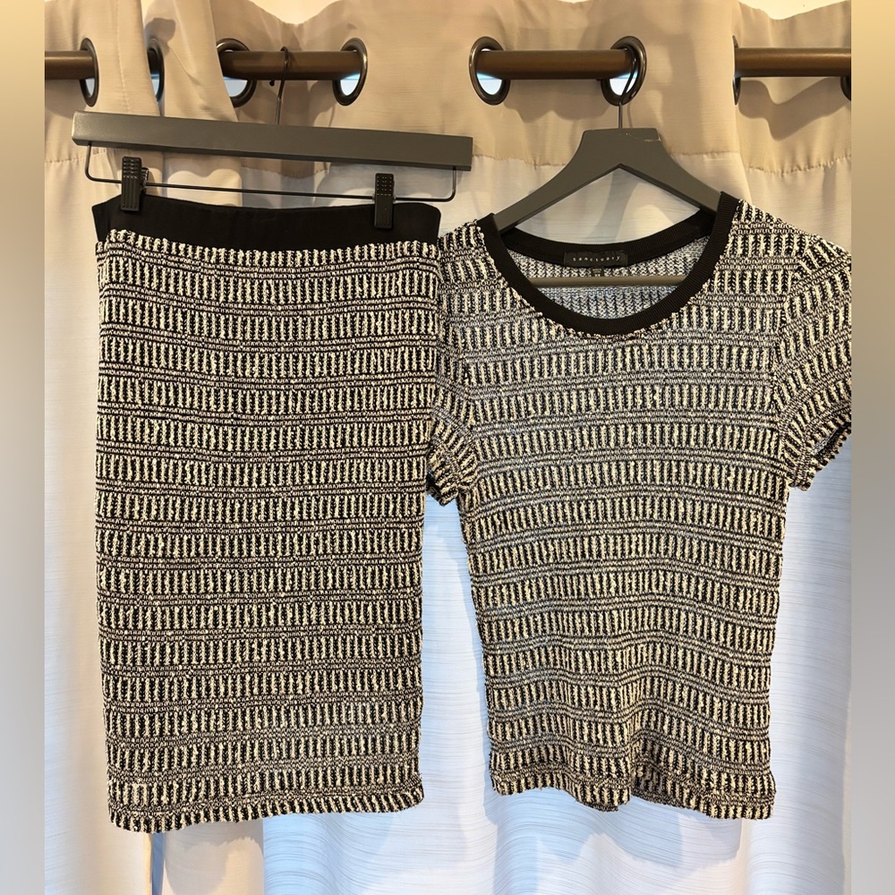 Sanctuary Black and White Knit Top and Skirt Set